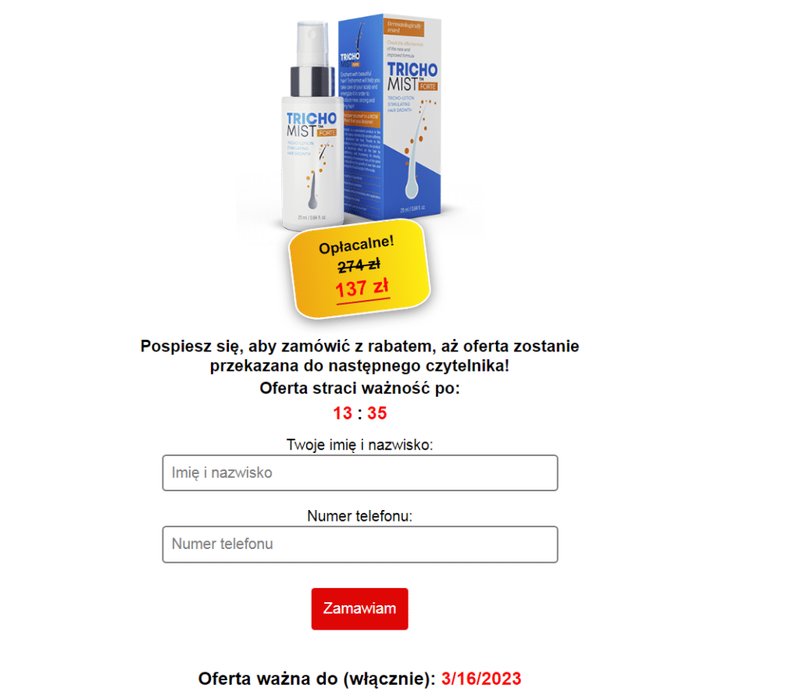 Best trichomist forte cena in Poland